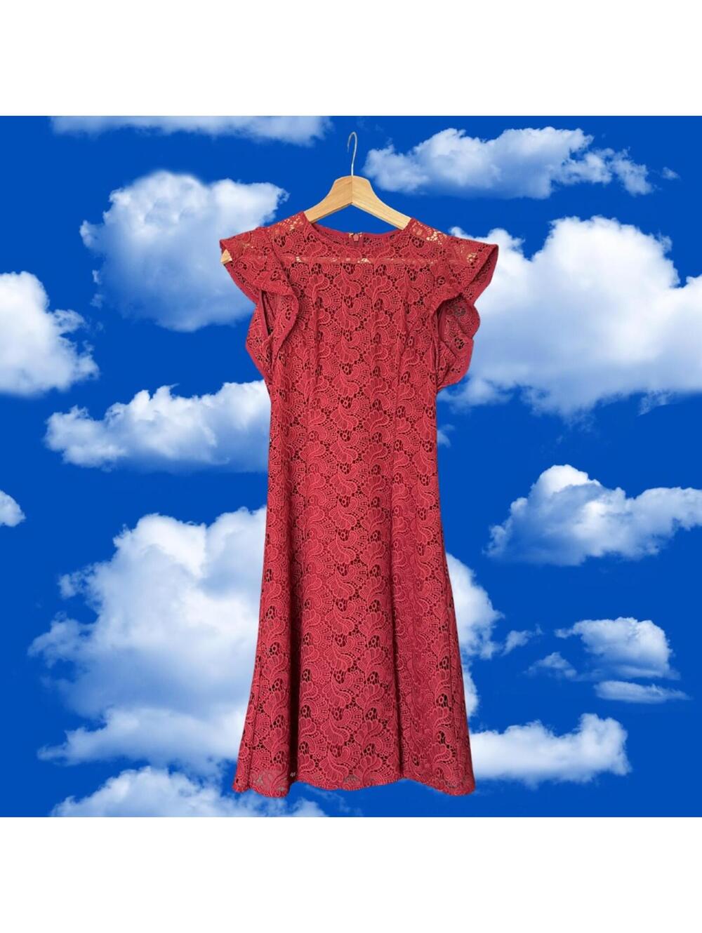 Michael Kors Burgundy Lace Flared-Sleeve Dress Size XS GREAT CONDITION